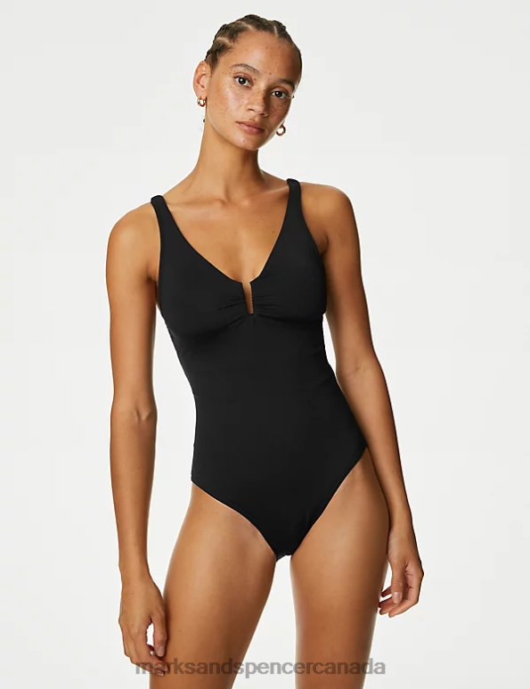 Women Black Swimwear & Beachwear Marks & Spencer U-Wire Plunge Swimsuit 20VTD89 - Marks and Spencer online