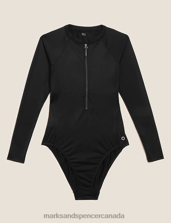 Marks and Spencer near me - Women Black Swimwear & Beachwear Marks & Spencer Zip Up Long Sleeve Swimsuit 20VTD2532