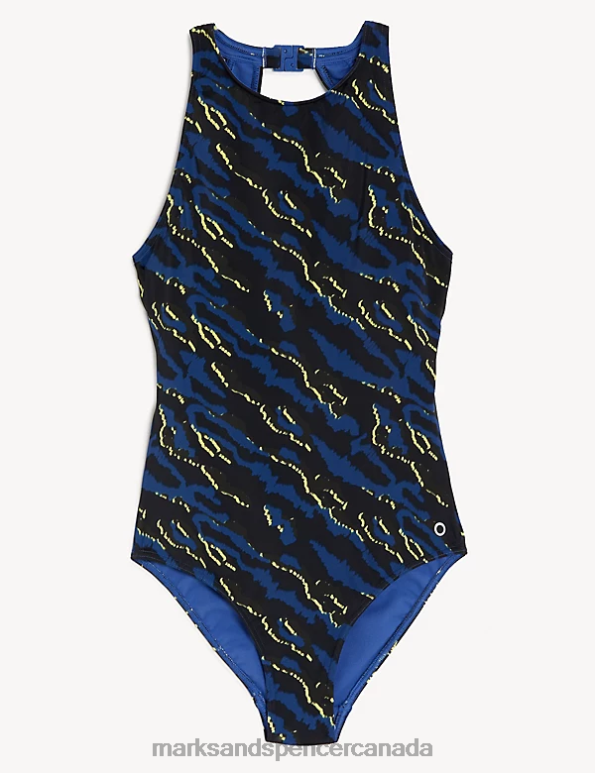 Marks and Spencer near me - Women Blue Mix Swimwear & Beachwear Marks & Spencer Printed Halterneck Swimsuit 20VTD1899