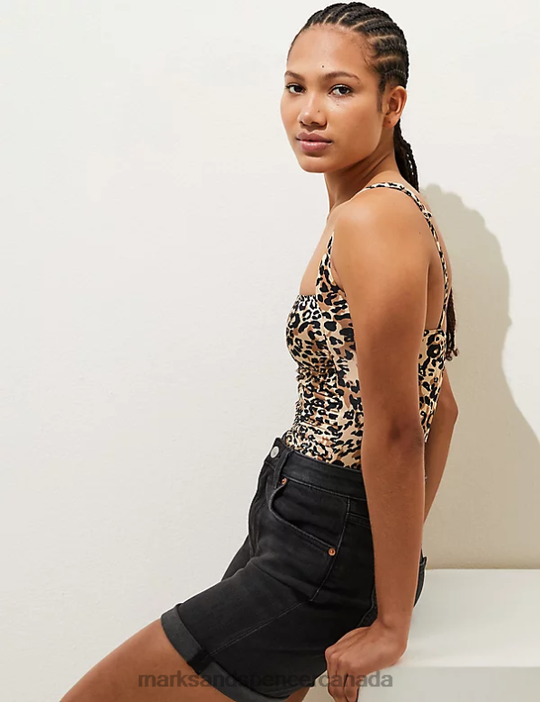 Women Brown Mix Swimwear & Beachwear Marks & Spencer Tummy Control Printed Padded Swimsuit 20VTD2488 - Marks and Spencer Canada locations