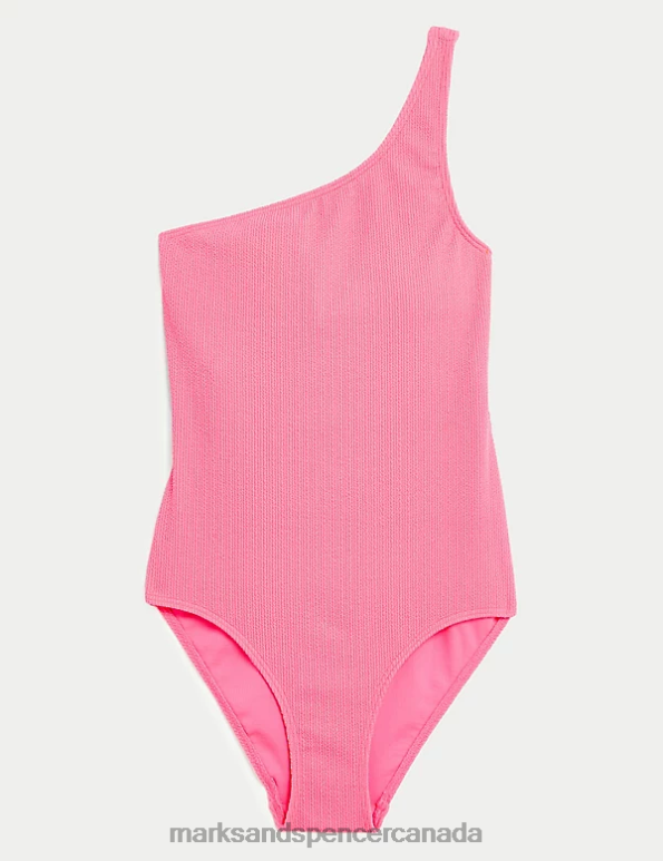 Women Bubblegum Swimwear & Beachwear Marks & Spencer Textured One Shoulder Swimsuit 20VTD1805 - Marks and Spencer Canada locations