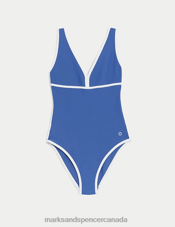 Women Cornflower Mix Swimwear & Beachwear Marks & Spencer Neoprene Plunge Swimsuit 20VTD1850 - Marks and Spencer outlet