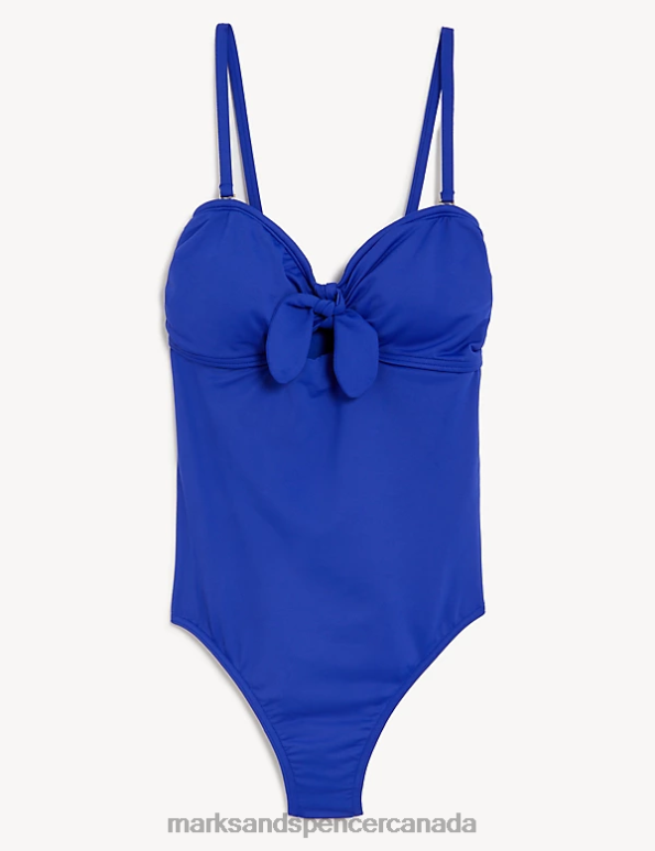 Women Electric Blue Swimwear & Beachwear Marks & Spencer Padded Tie Detail Swimsuit 20VTD1972 - Marks and Spencer online