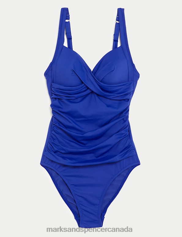 Marks and Spencer sale - Women Electric Blue Swimwear & Beachwear Marks & Spencer Tummy Control Ruched Plunge Swimsuit 20VTD2227