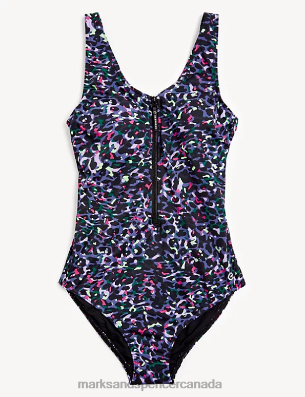 Marks and Spencer sale - Women Lilac Mix Swimwear & Beachwear Marks & Spencer Printed Padded V-Neck Swimsuit 20VTD3215