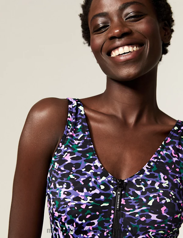 Marks and Spencer sale - Women Lilac Mix Swimwear & Beachwear Marks & Spencer Printed Padded V-Neck Swimsuit 20VTD3215