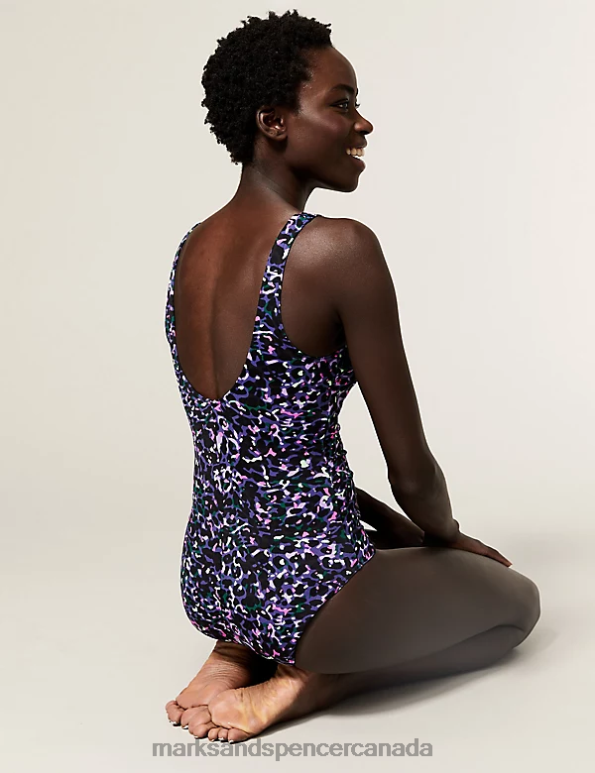 Marks and Spencer sale - Women Lilac Mix Swimwear & Beachwear Marks & Spencer Printed Padded V-Neck Swimsuit 20VTD3215