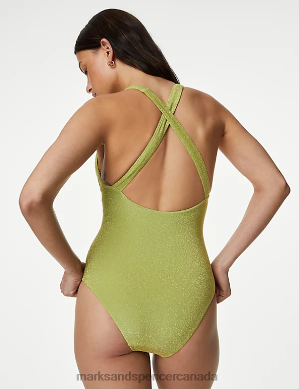 Marks and Spencer sale - Women Medium Green Swimwear & Beachwear Marks & Spencer Sparkle Plunge Swimsuit 20VTD1146