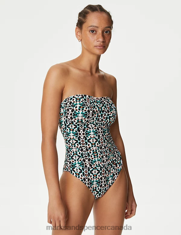 Marks and Spencer near me - Women Multi Swimwear & Beachwear Marks & Spencer Tummy Control Printed Bandeau Swimsuit 20VTD3150