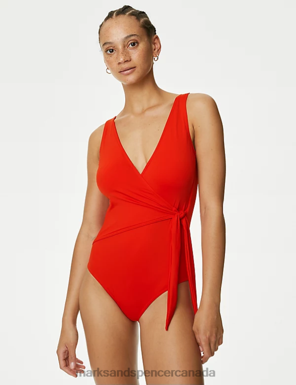 Women Poppy Swimwear & Beachwear Marks & Spencer Tummy Control Wrap Plunge Swimsuit 20VTD660 - Marks and Spencer online