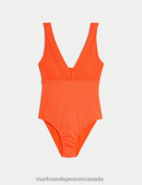 Marks and Spencer Canada - Women Tangerine Swimwear & Beachwear Marks & Spencer Tummy Control Padded Plunge Swimsuit 20VTD2313
