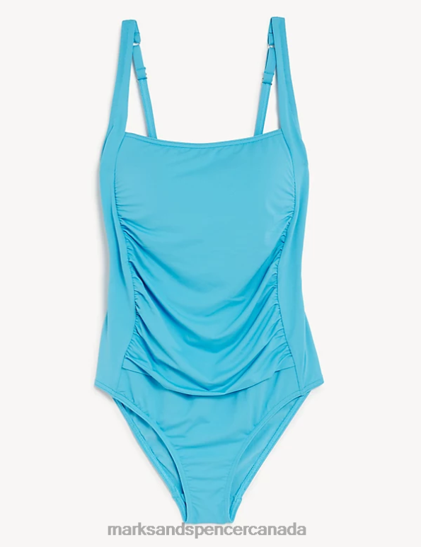 Women Turquoise Swimwear & Beachwear Marks & Spencer Tummy Control Padded Square Neck Swimsuit 20VTD1372 - Marks and Spencer Canada locations