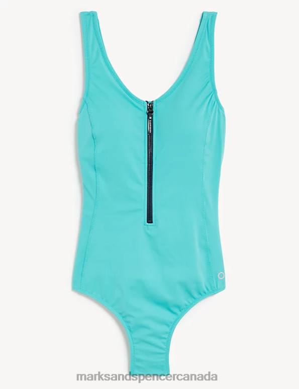 Marks and Spencer Canada - Women Seafoam Swimwear & Beachwear Marks & Spencer Active Zip Through Swimsuit 20VTD2960